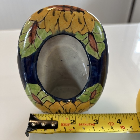 Talvera Mexican Spanish Pottery Photo Holder Sunflower Navy - Picture 7 of 9